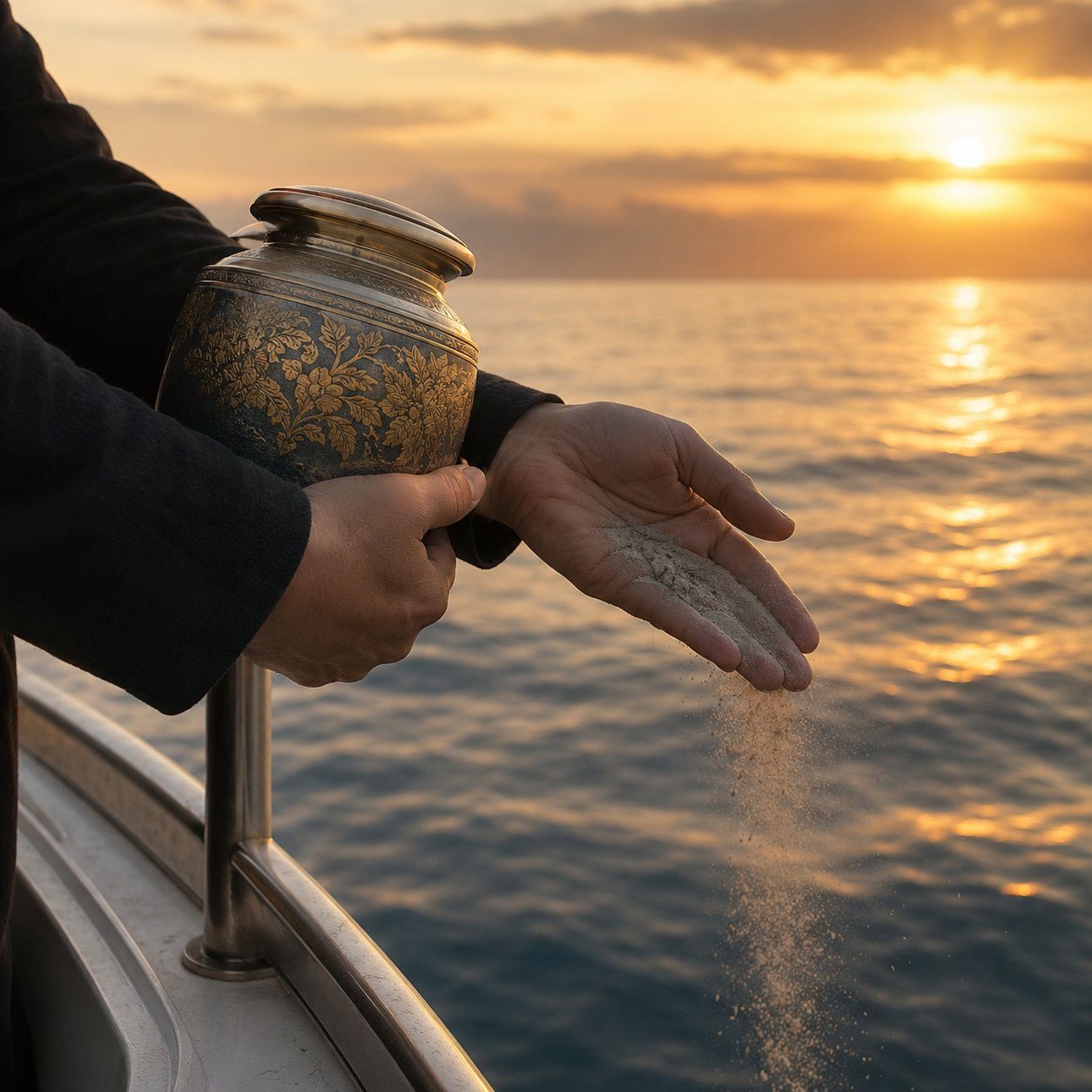 Dispersione delle ceneri in mare al tramonto – Napoli